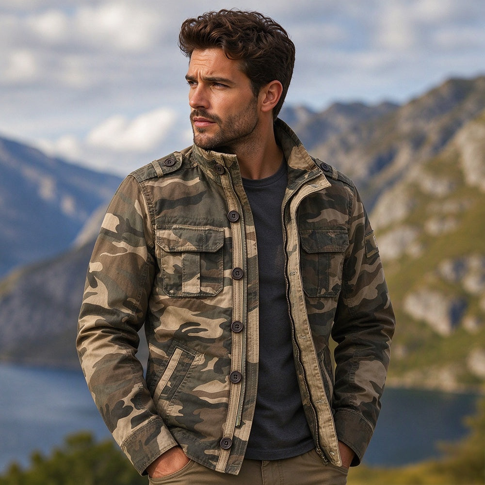 📢Blitzangebot! Jetzt zuschlagen!📢 Herren Militär Stehkragen Camouflage Jacke