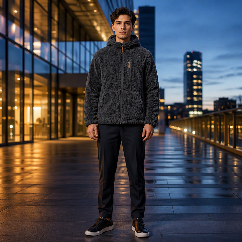 👚🔥Beliebtes Produkt! ✨Bestseller – Herren-Fleecejacke mit Kapuze und Reißverschluss