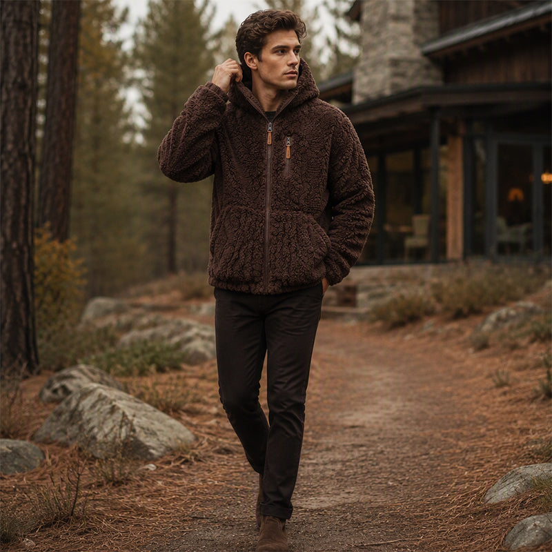 👚🔥Beliebtes Produkt! ✨Bestseller – Herren-Fleecejacke mit Kapuze und Reißverschluss