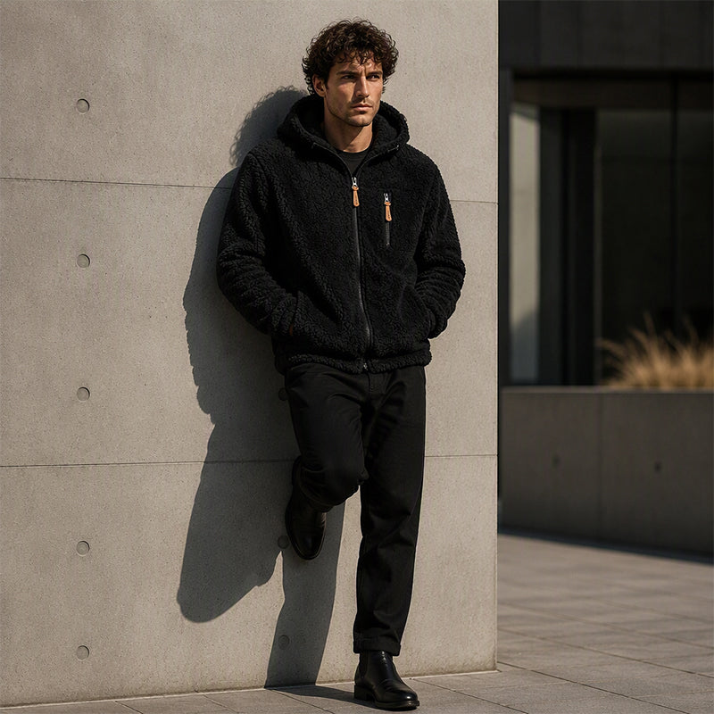 👚🔥Beliebtes Produkt! ✨Bestseller – Herren-Fleecejacke mit Kapuze und Reißverschluss