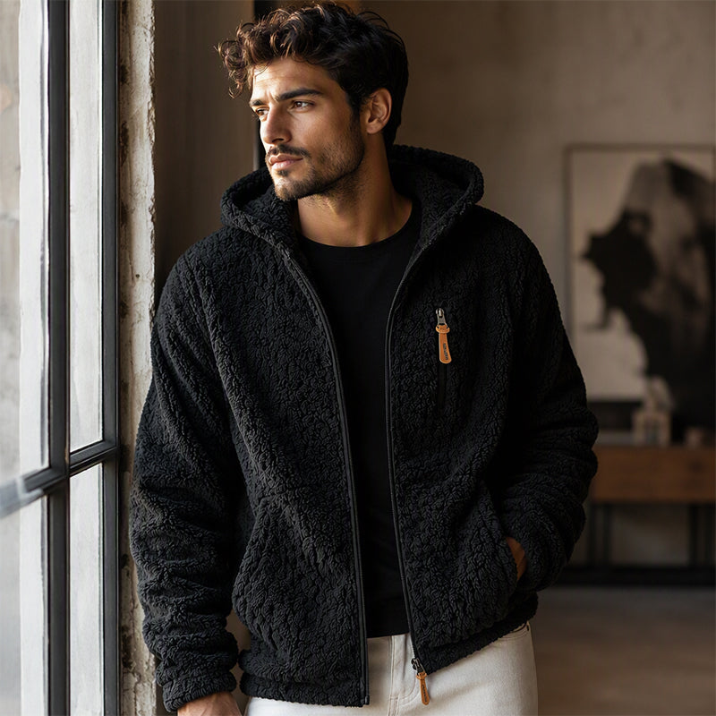👚🔥Beliebtes Produkt! ✨Bestseller – Herren-Fleecejacke mit Kapuze und Reißverschluss