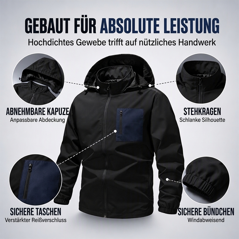 ⏰ Countdown läuft – 50% nur noch 3 Tage! Herren Outdoor Windjacke mit abnehmbarer Kapuze