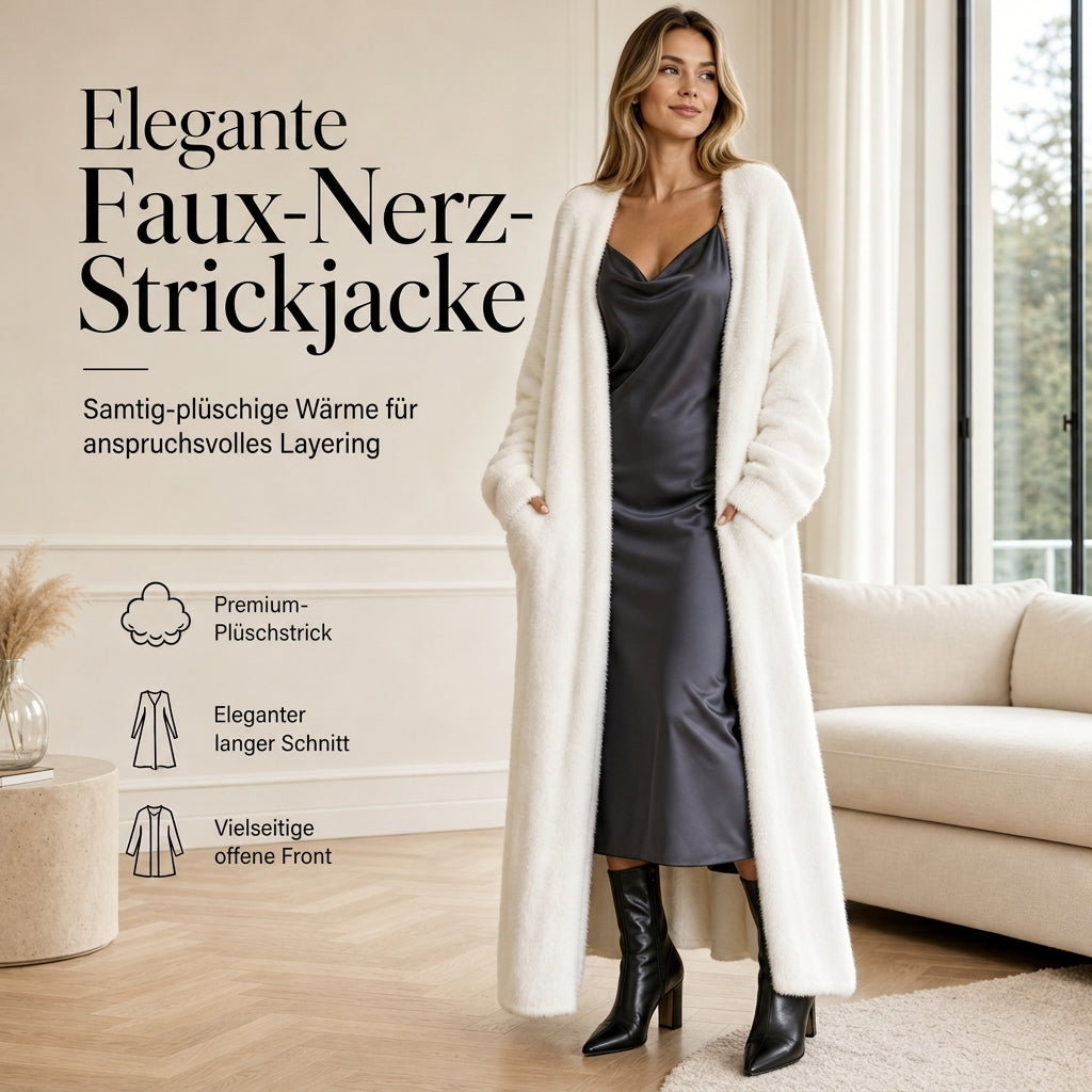 ✨Neu Eingetroffen! Damen Langcardigan aus Kunstpelz-Fleece, flauschiger oversized Strickmantel für Herbst und Winter