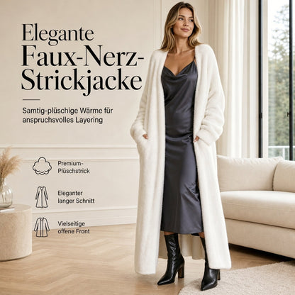 ✨Neu Eingetroffen! Damen Langcardigan aus Kunstpelz-Fleece, flauschiger oversized Strickmantel für Herbst und Winter