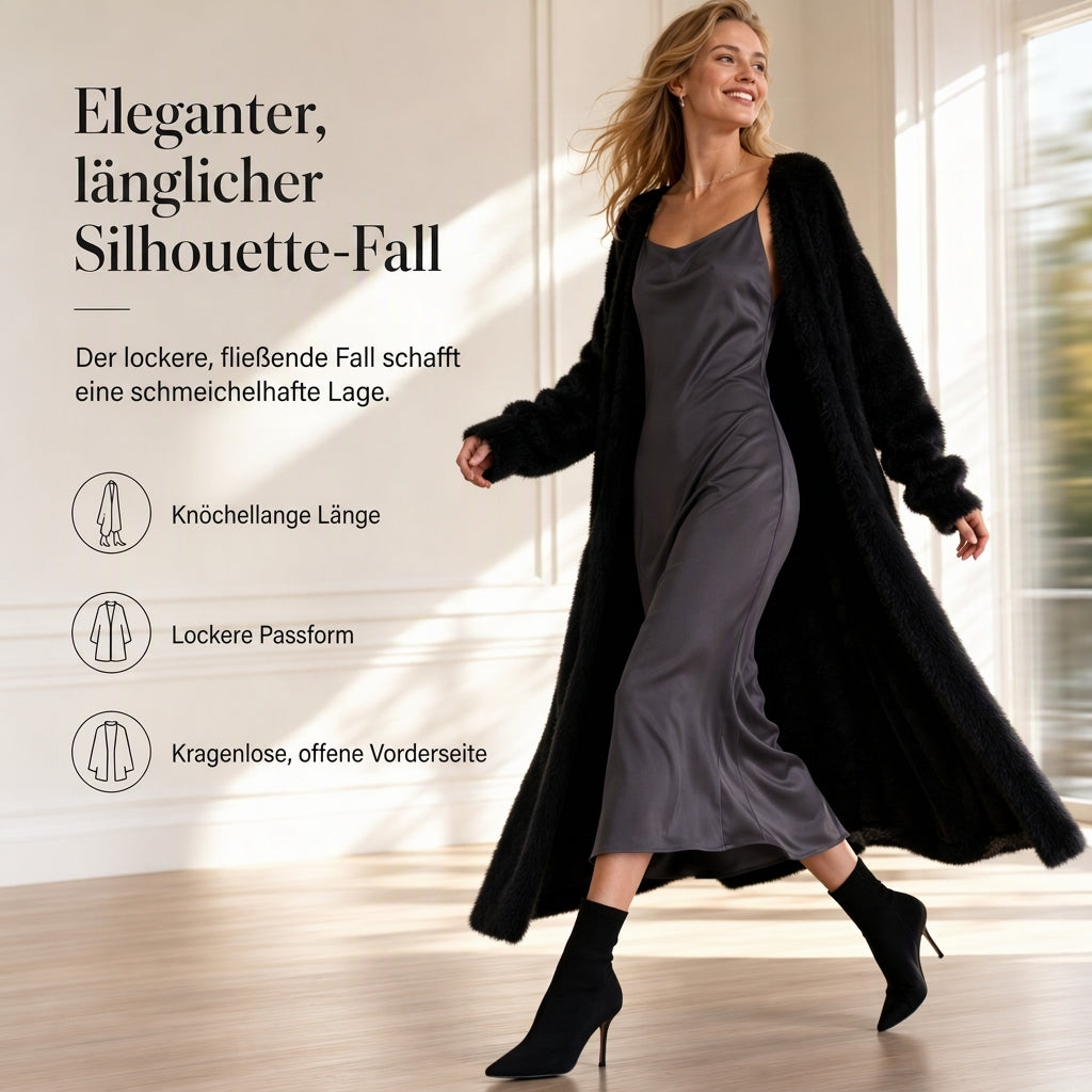 ✨Neu Eingetroffen! Damen Langcardigan aus Kunstpelz-Fleece, flauschiger oversized Strickmantel für Herbst und Winter