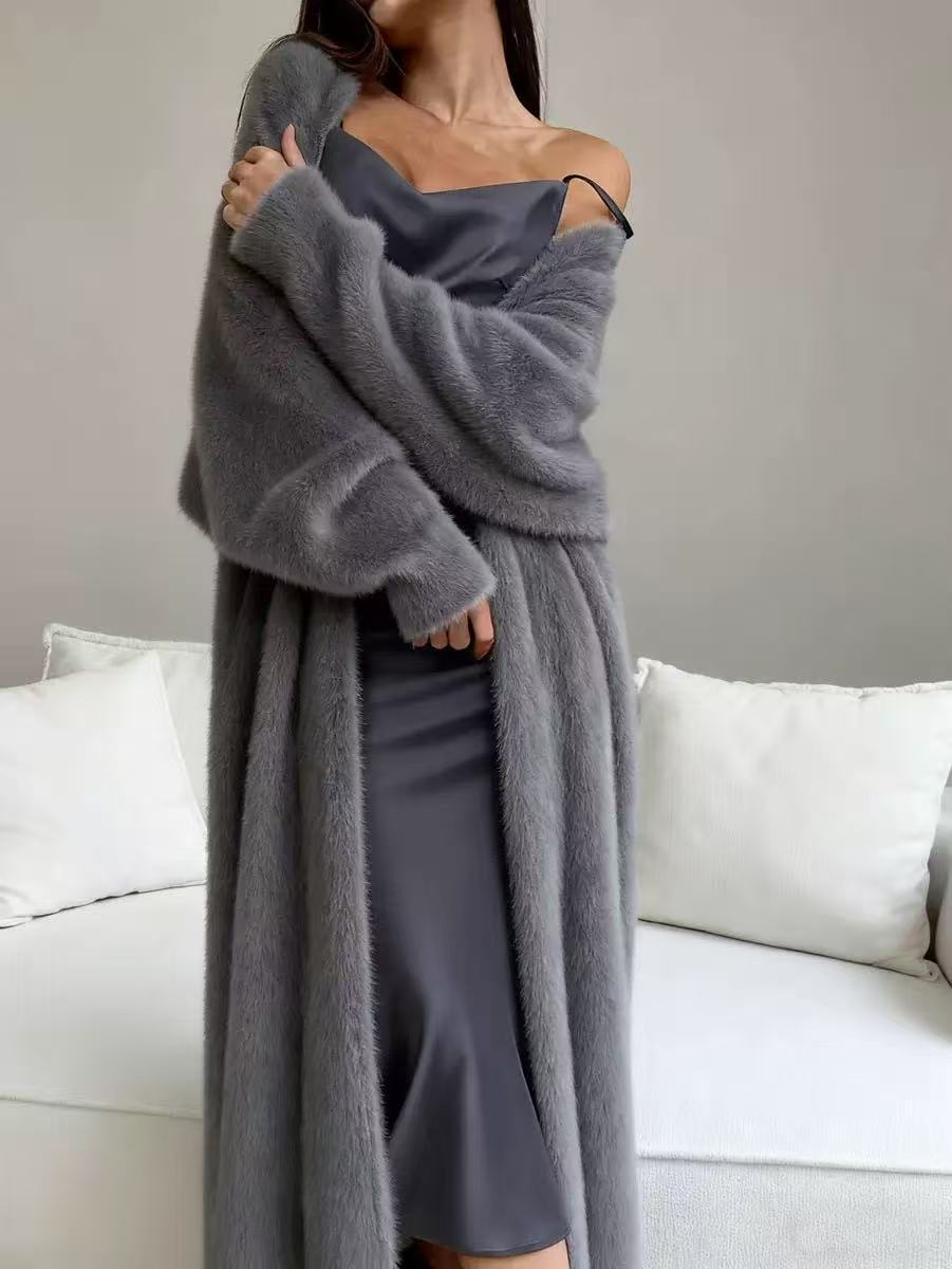 ✨Neu Eingetroffen! Damen Langcardigan aus Kunstpelz-Fleece, flauschiger oversized Strickmantel für Herbst und Winter