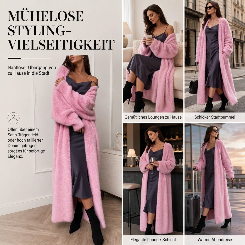 ✨Neu Eingetroffen! Damen Langcardigan aus Kunstpelz-Fleece, flauschiger oversized Strickmantel für Herbst und Winter