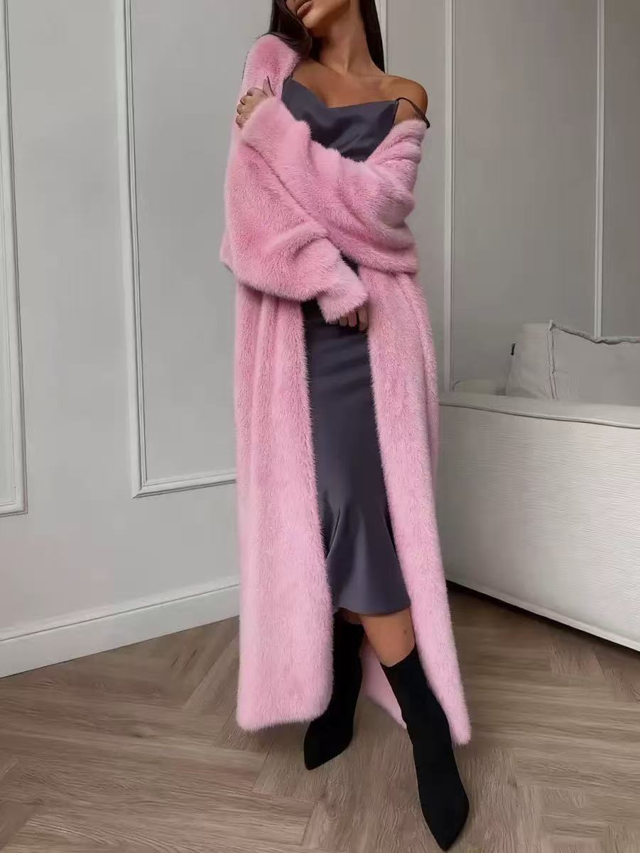 ✨Neu Eingetroffen! Damen Langcardigan aus Kunstpelz-Fleece, flauschiger oversized Strickmantel für Herbst und Winter