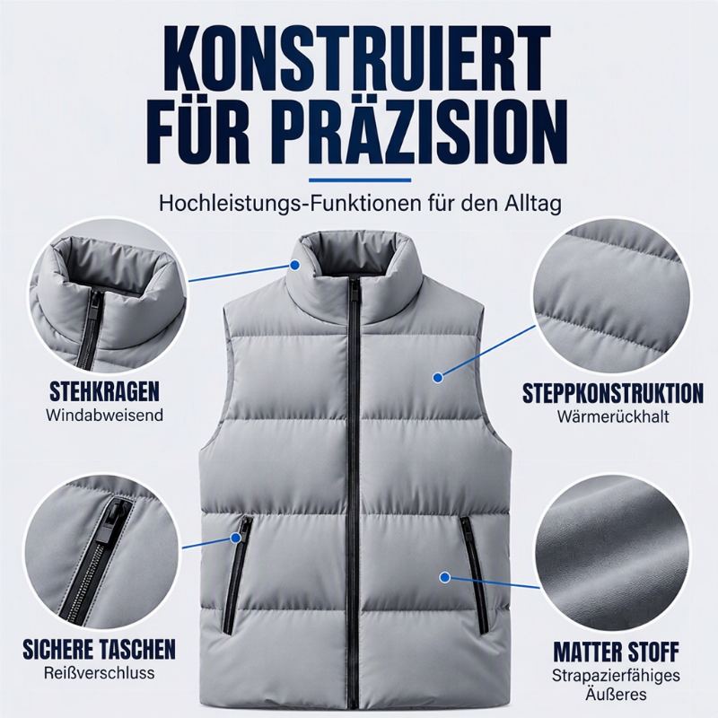 🔥Räumungsverkauf🔥Herren klassische Stehkragen wattierte Weste