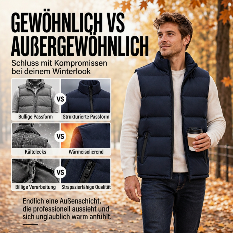 🔥Räumungsverkauf🔥Herren klassische Stehkragen wattierte Weste