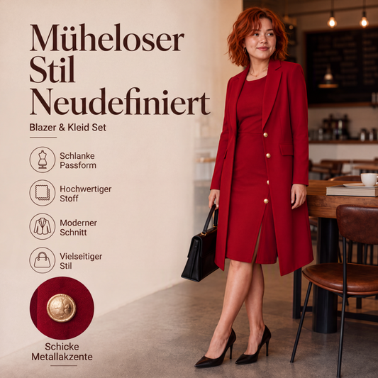 ✨Neu Eingetroffen! Elegantes Set für Damen: Langer Blazer und ärmelloses Kleid