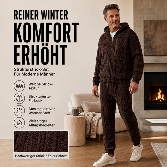 ✈Versandkostenfrei&50 % Rabatt! Kuscheliges kabelgestricktes Kapuzen-Set für Herren im Winter