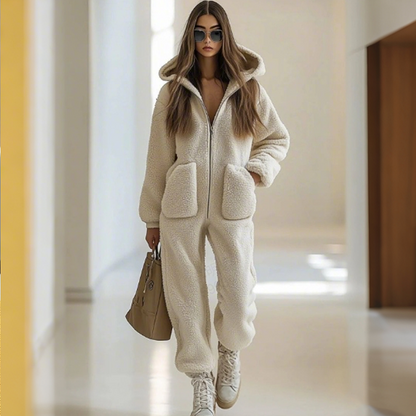 ✨Neu Eingetroffen! Warmer Damen-Overall mit Kapuze, Reißverschluss und Taschen
