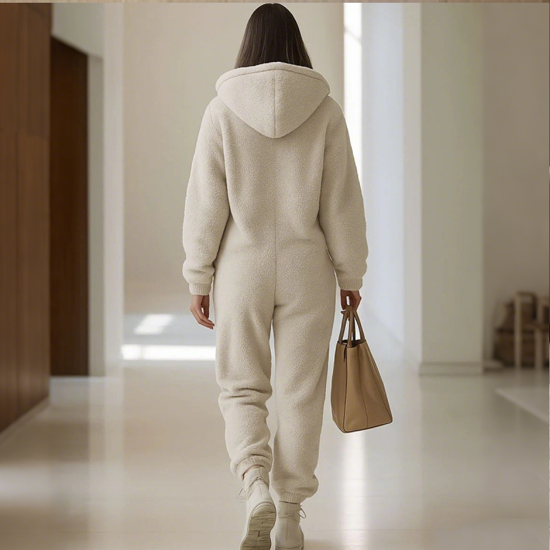 ✨Neu Eingetroffen! Warmer Damen-Overall mit Kapuze, Reißverschluss und Taschen