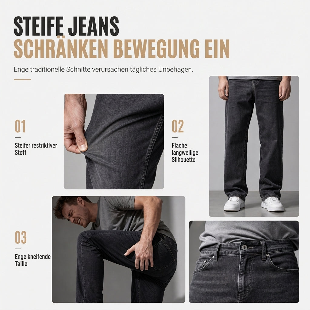 📢🎉50%Rabatt!!!🛍️✨Herren Jeans im amerikanischen Vintage-Stil, ausgestellte weite Beine, dekonstruierte ungewaschene Denim-Hosen mit Knopfverschluss