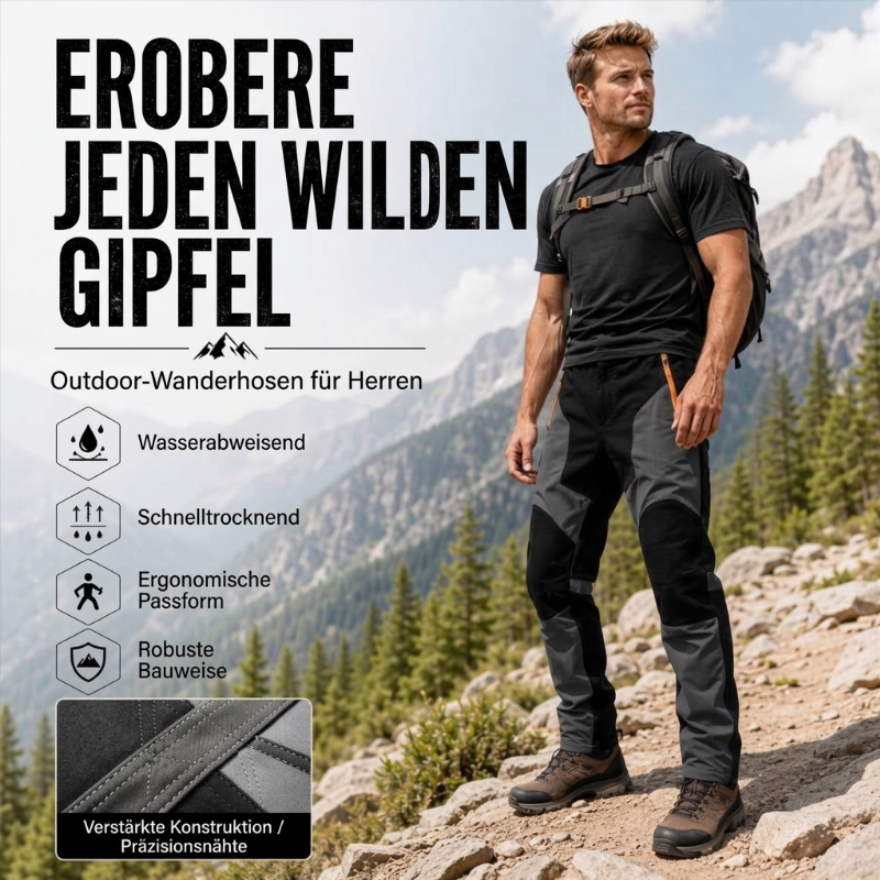 🌟Bestseller reduziert! Nur diese Woche!🌟 Wasserdichte und winddichte Herren-Wanderhose im Patchwork-Design