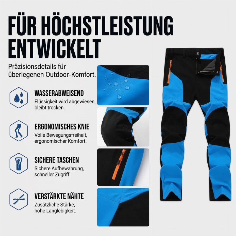 🌟Bestseller reduziert! Nur diese Woche!🌟 Wasserdichte und winddichte Herren-Wanderhose im Patchwork-Design