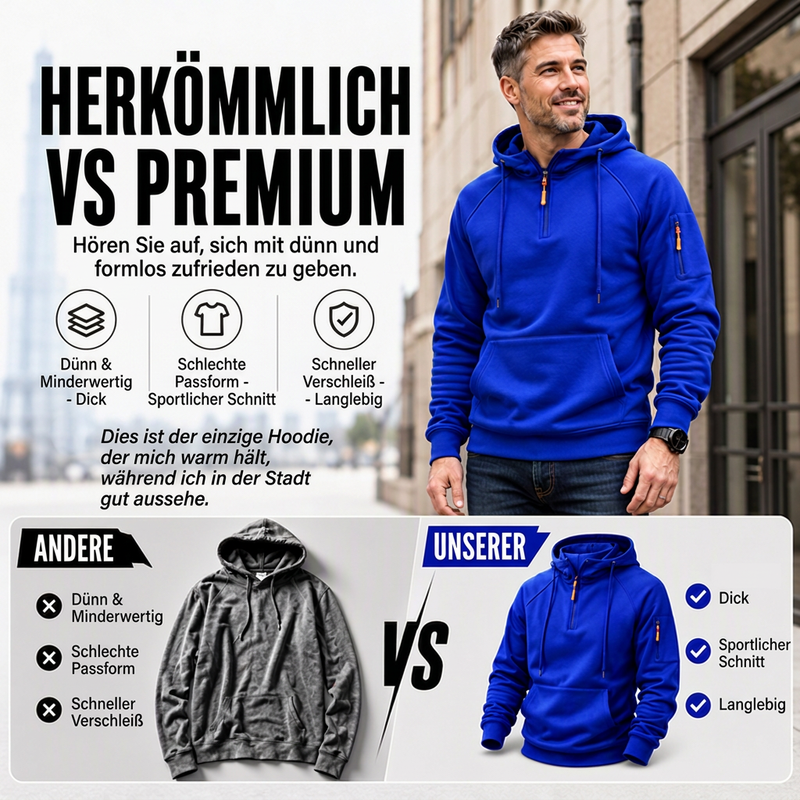 🖤 Black Friday Vorabzugang: 50 % Rabatt 🖤Herren-Casual-Kapuzenpullover mit Viertelreißverschluss