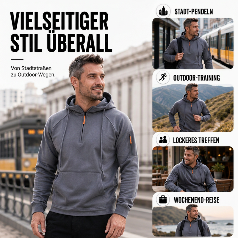 🖤 Black Friday Vorabzugang: 50 % Rabatt 🖤Herren-Casual-Kapuzenpullover mit Viertelreißverschluss