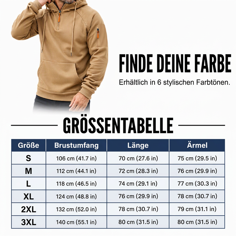 🖤 Black Friday Vorabzugang: 50 % Rabatt 🖤Herren-Casual-Kapuzenpullover mit Viertelreißverschluss