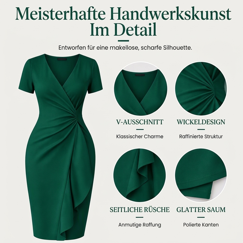 ✨ Neu eingetroffen – Nur heute 50 %!  Elegantes Damen-Wickelkleid mit V-Ausschnitt und Rüschen