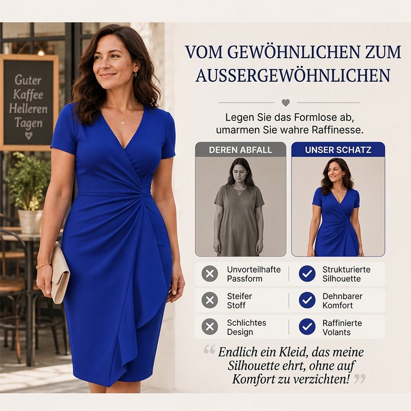 ✨ Neu eingetroffen – Nur heute 50 %!  Elegantes Damen-Wickelkleid mit V-Ausschnitt und Rüschen