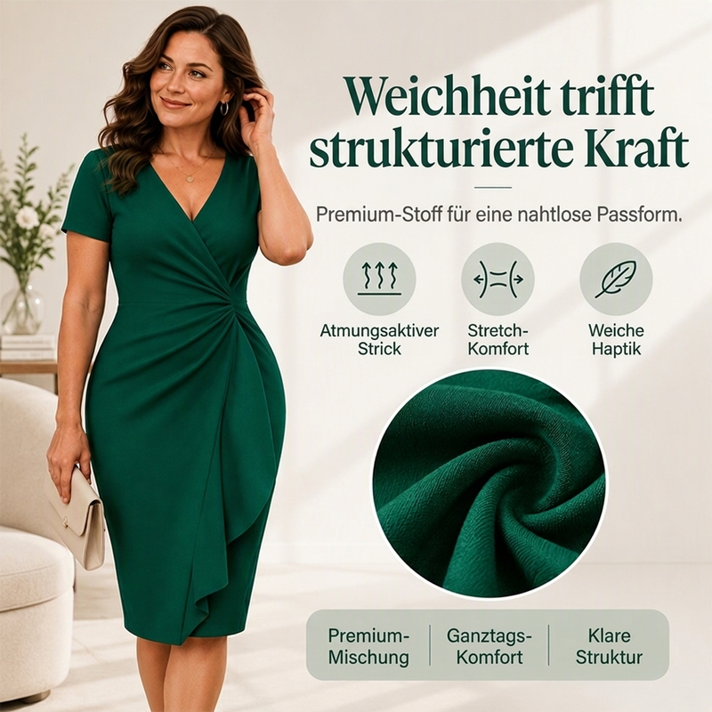 ✨ Neu eingetroffen – Nur heute 50 %!  Elegantes Damen-Wickelkleid mit V-Ausschnitt und Rüschen