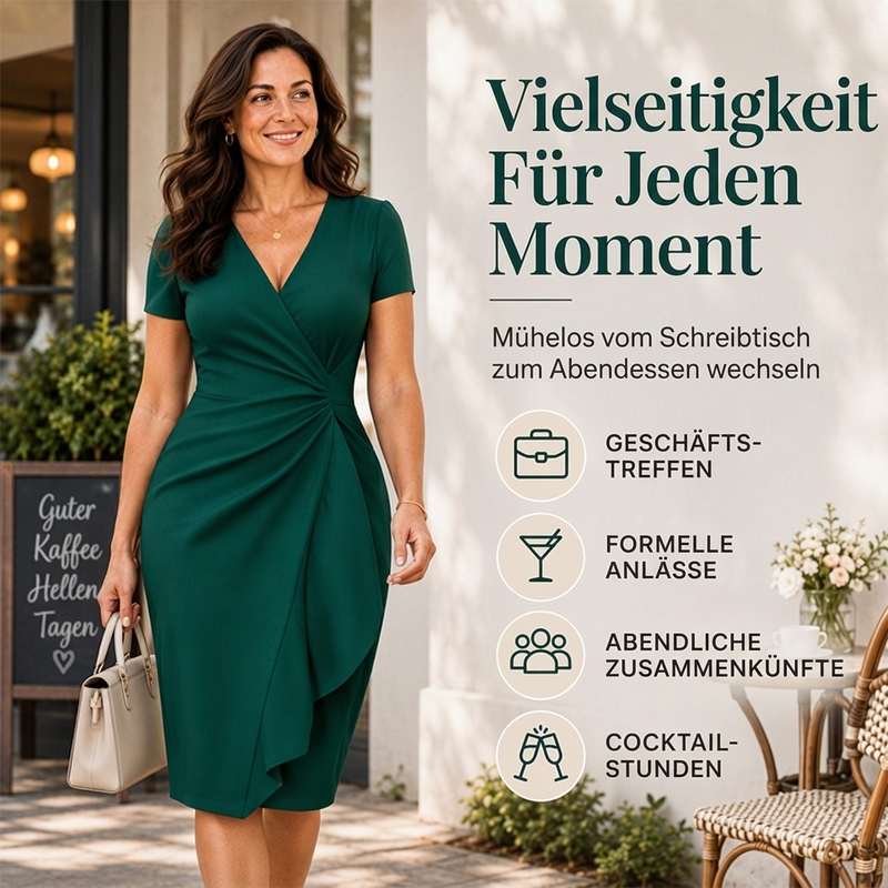 ✨ Neu eingetroffen – Nur heute 50 %!  Elegantes Damen-Wickelkleid mit V-Ausschnitt und Rüschen