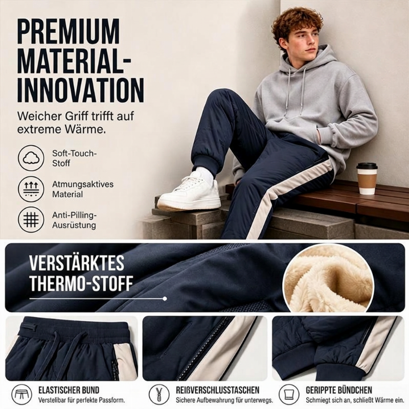 📦 Täglich 500+ Pakete versendet! Herren winddichte thermische Hose mit elastischen Bündchen