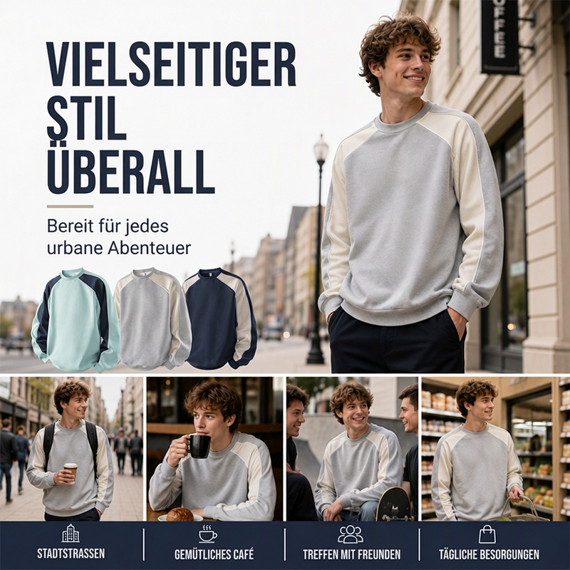 ✨Neu Eingetroffen! Herren Sweatshirt mit Farbblock-Design und lockerer Passform