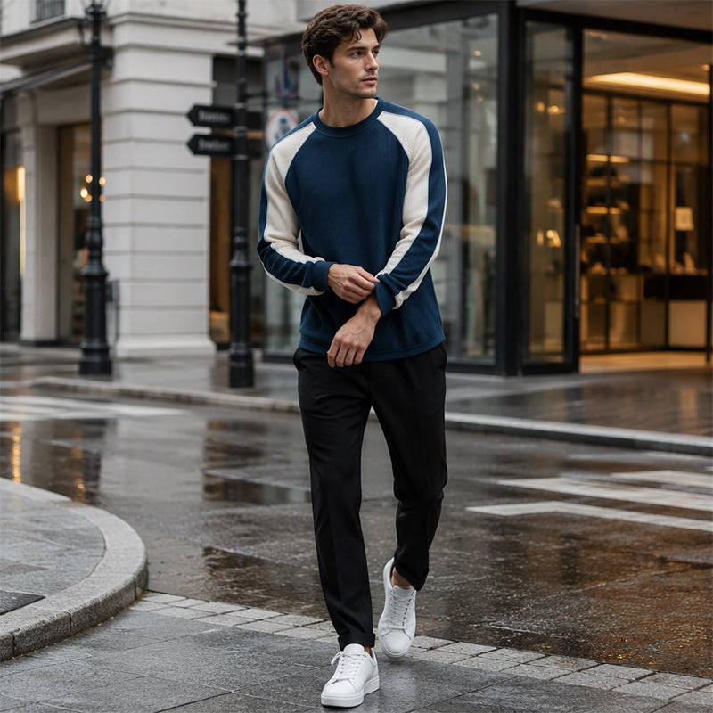 ✨Neu Eingetroffen! Herren Sweatshirt mit Farbblock-Design und lockerer Passform