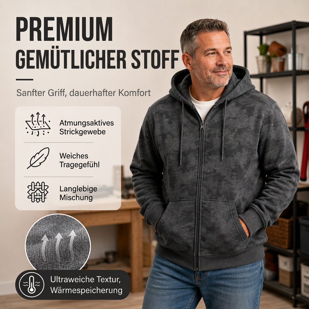 50 % Rabatt! | Herren Vintage Batik-Zip-Kapuzenpullover