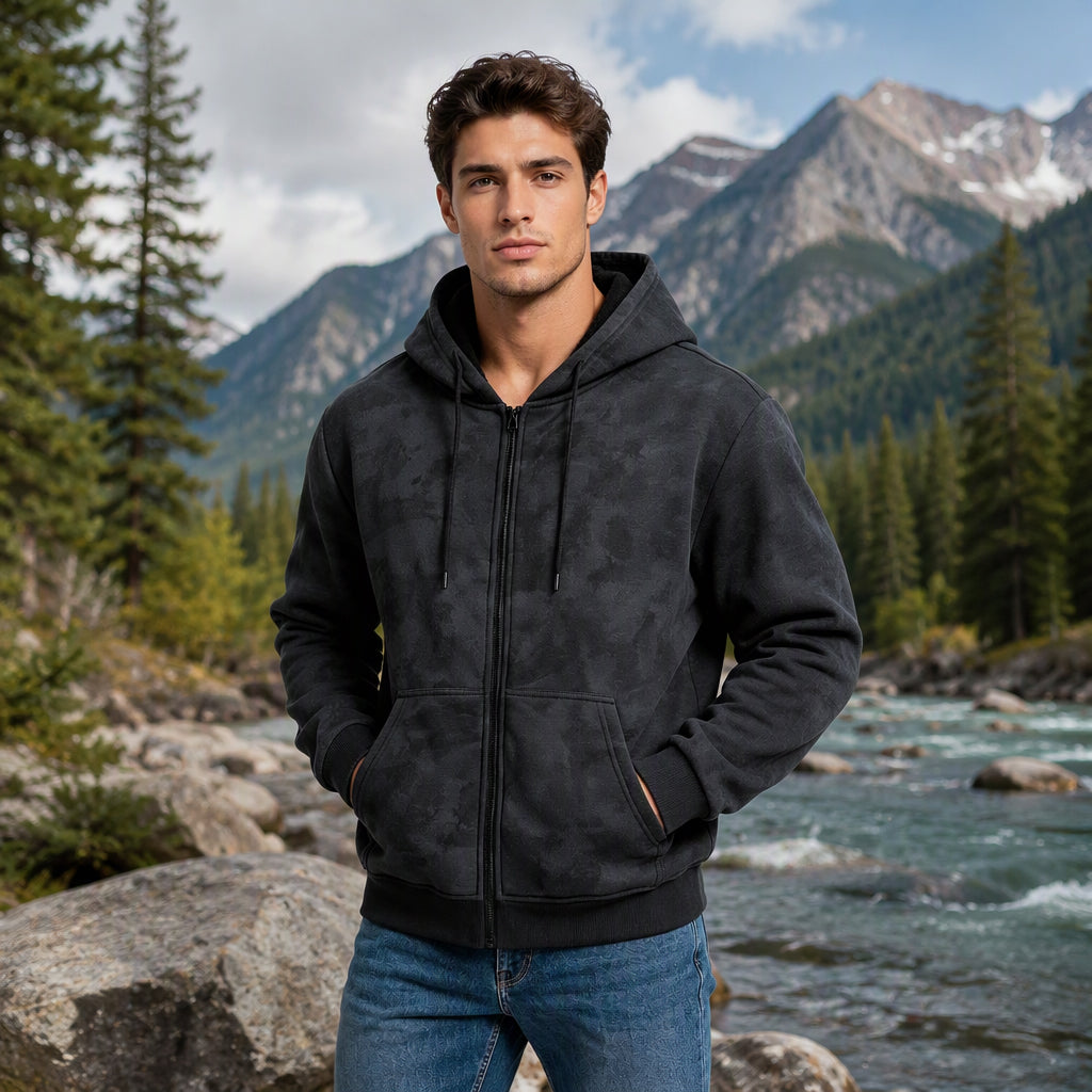 50 % Rabatt! | Herren Vintage Batik-Zip-Kapuzenpullover