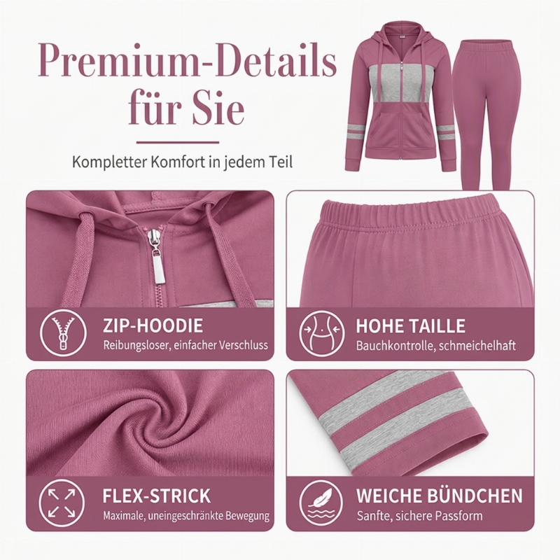 🔥 Nur heute 50 %!  2-teiliges Damen-Set mit Kapuzen-Sweatshirt und Hose