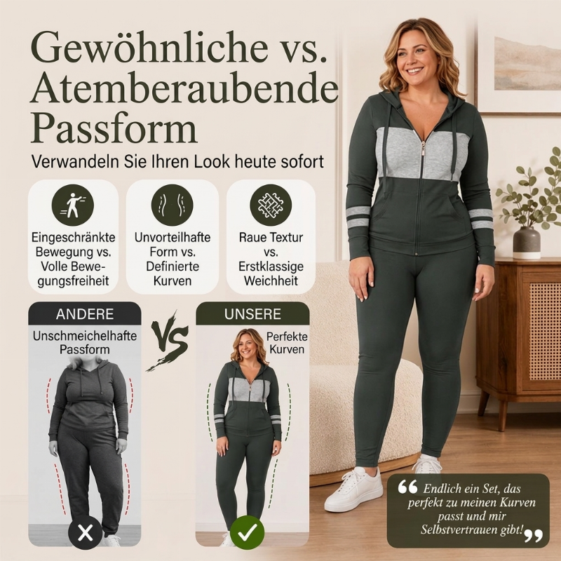 🔥 Nur heute 50 %!  2-teiliges Damen-Set mit Kapuzen-Sweatshirt und Hose