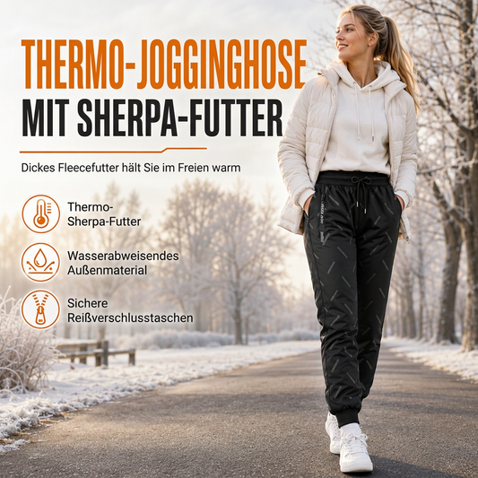 Unisex-Jogginghose mit lockerem Schnitt und Sherpa-Fleecefutter, warme Winter-Freizeithose mit Reißverschlusstaschen