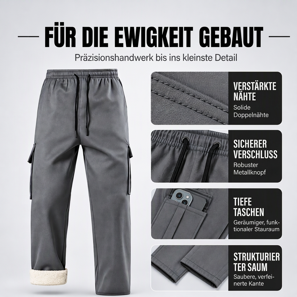 📦 Täglich 500+ Pakete versendet! Herren warme Cargohosen mit Plüschfutter