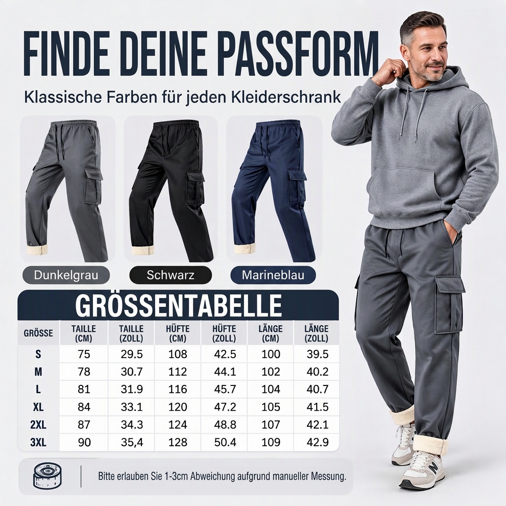 📦 Täglich 500+ Pakete versendet! Herren warme Cargohosen mit Plüschfutter