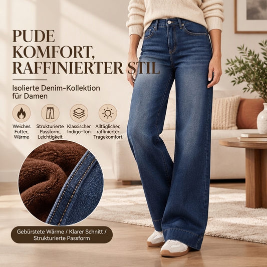 ✨ Neu eingetroffen – Nur heute 50 %! Damen thermische Wide-Leg-Jeans mit hohem Bund