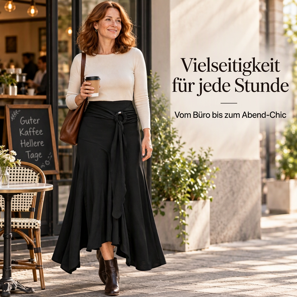 🎁Neu eingetroffen: 50% Rabatt! Damen Midirock mit O-Ring-Bindung, unregelmäßigem Fischschwanz-Design
