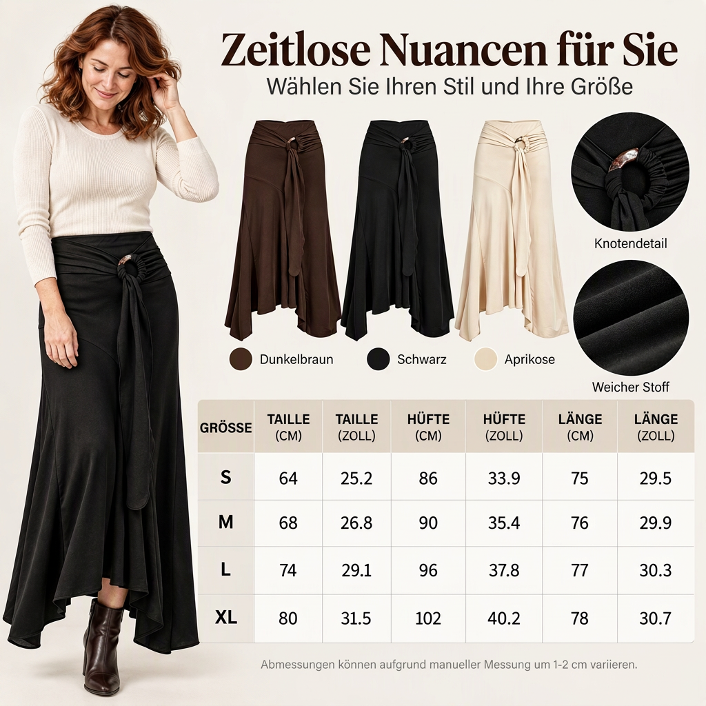 🎁Neu eingetroffen: 50% Rabatt! Damen Midirock mit O-Ring-Bindung, unregelmäßigem Fischschwanz-Design
