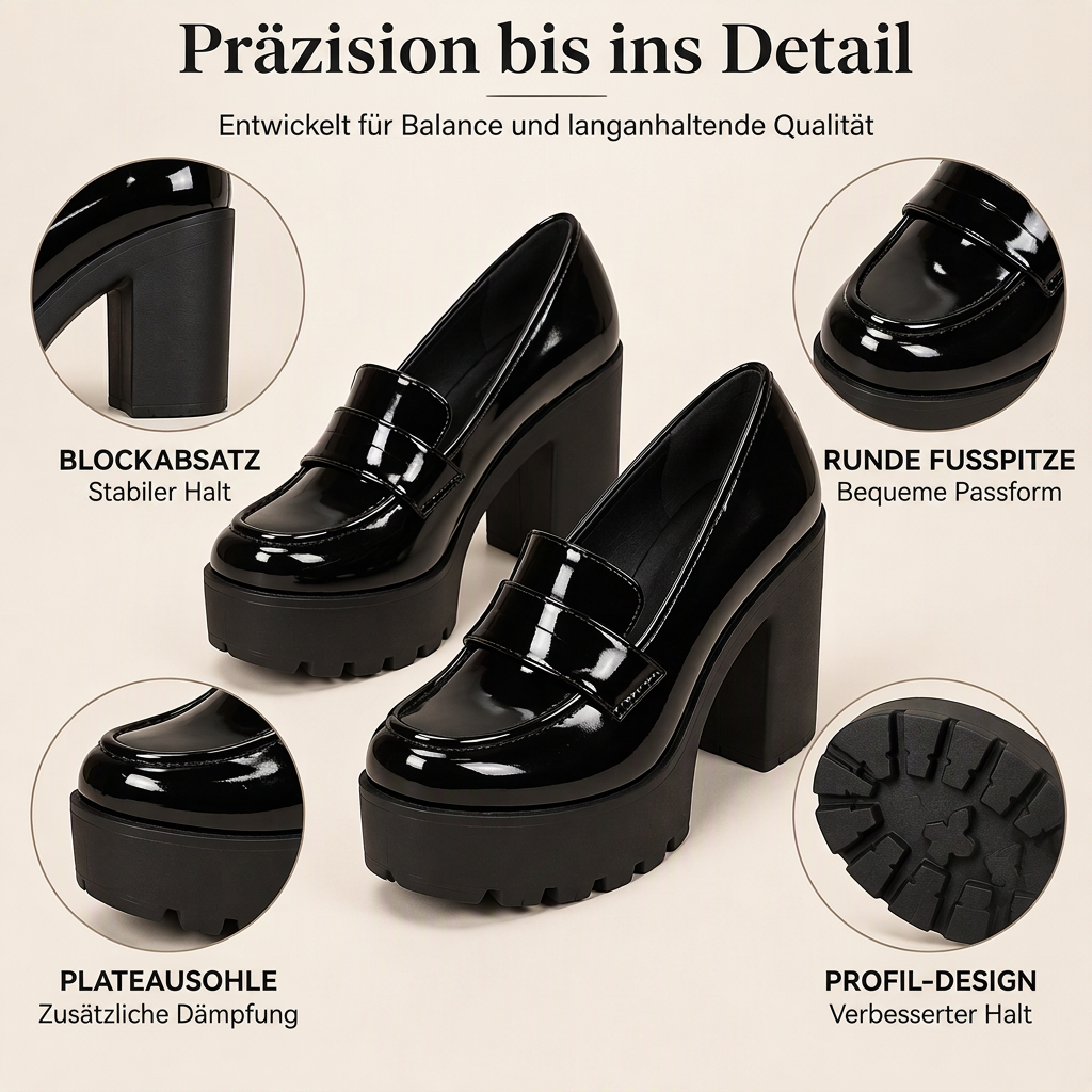 ✨Neu eingetroffen – Nur heute 50 %! Damen-Loafer mit klobigem Absatz und Plateausohle