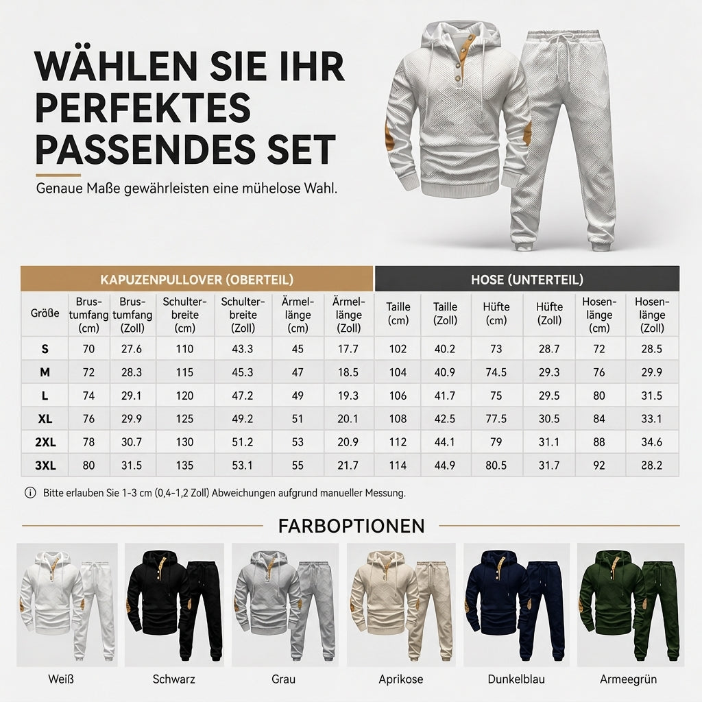📢🎉Alles muss weg!!!🛍️✨Herren 2-teiliges Jacquard Kapuzenpullover Set Herbst Winter lässiger Kapuzen-Sweatshirt und Sweathose Trainingsanzug
