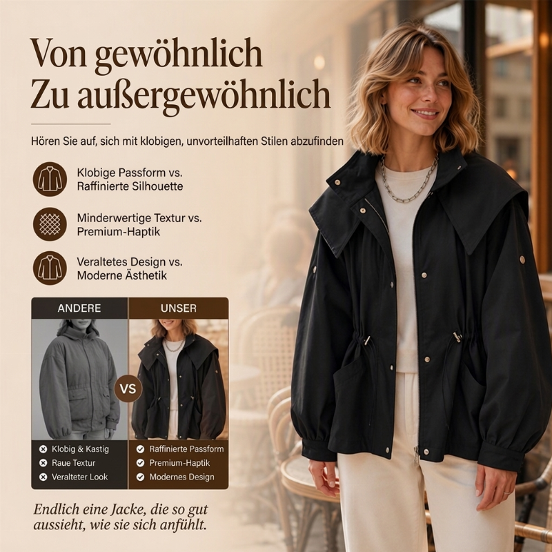 ✨Neu Eingetroffen! Damen schicke Kapuzenjacke mit Kordelzug