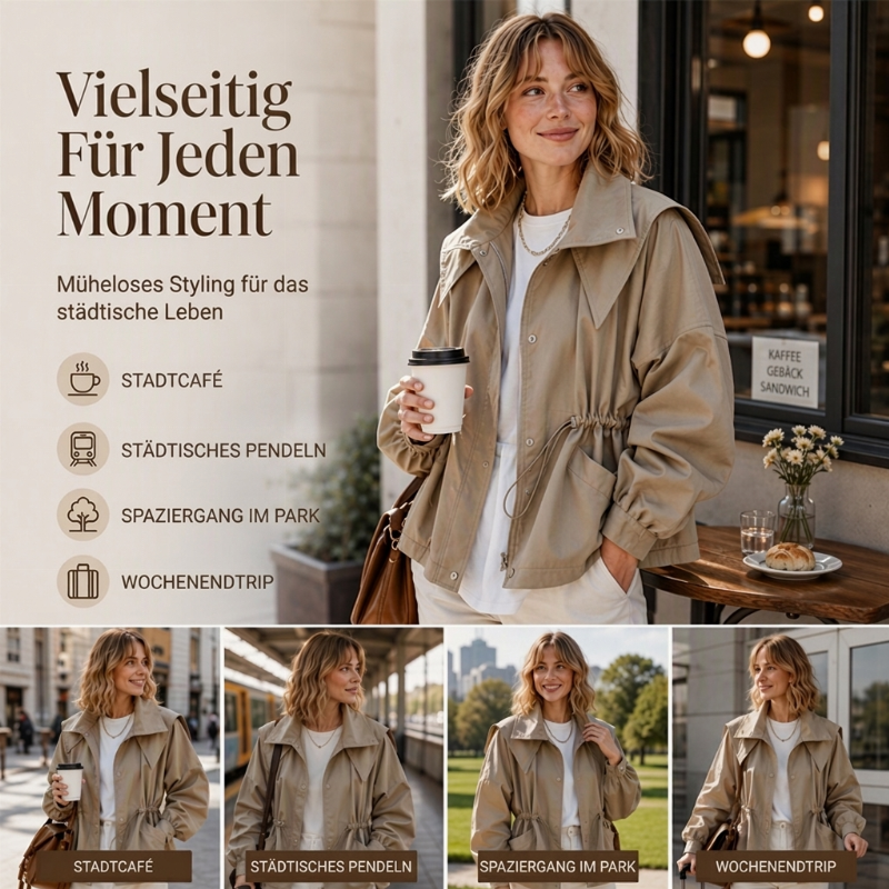 ✨Neu Eingetroffen! Damen schicke Kapuzenjacke mit Kordelzug