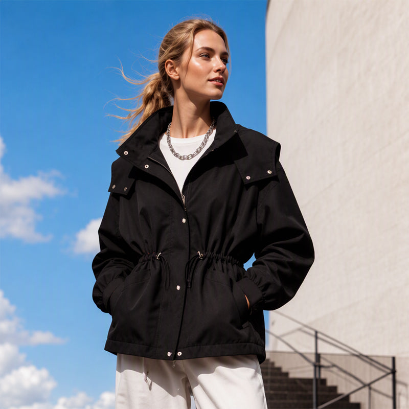 ✨Neu Eingetroffen! Damen schicke Kapuzenjacke mit Kordelzug