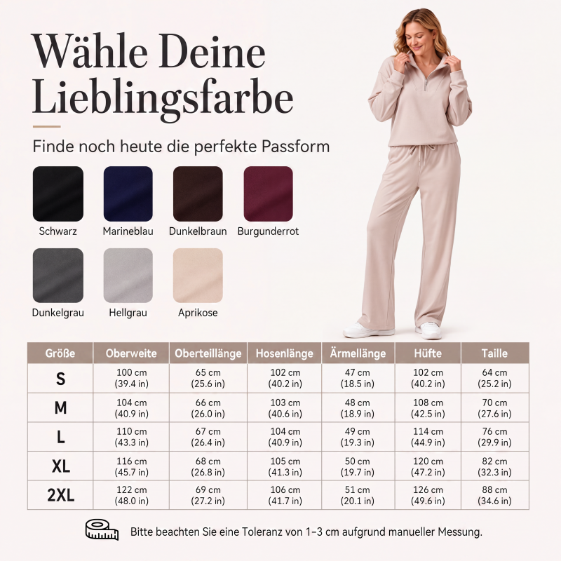 📢🎉50%Rabatt!!!🛍️✨Damen-Set mit halbem Reißverschluss, Kragenoberteil und weiten Hosen