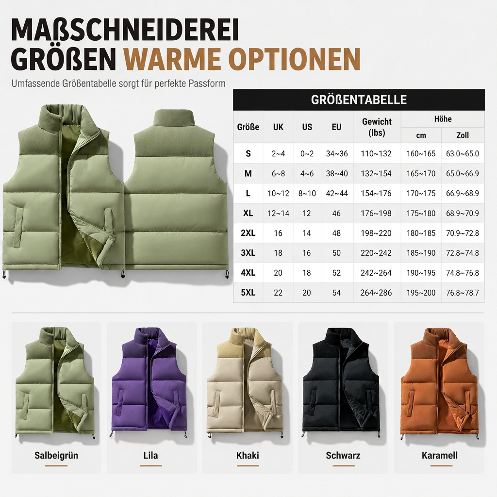 🔥 Nur heute 50 %! Unisex, verdickte Winter-Steppweste, locker sitzend, gesteppte Weste für Damen und Herren