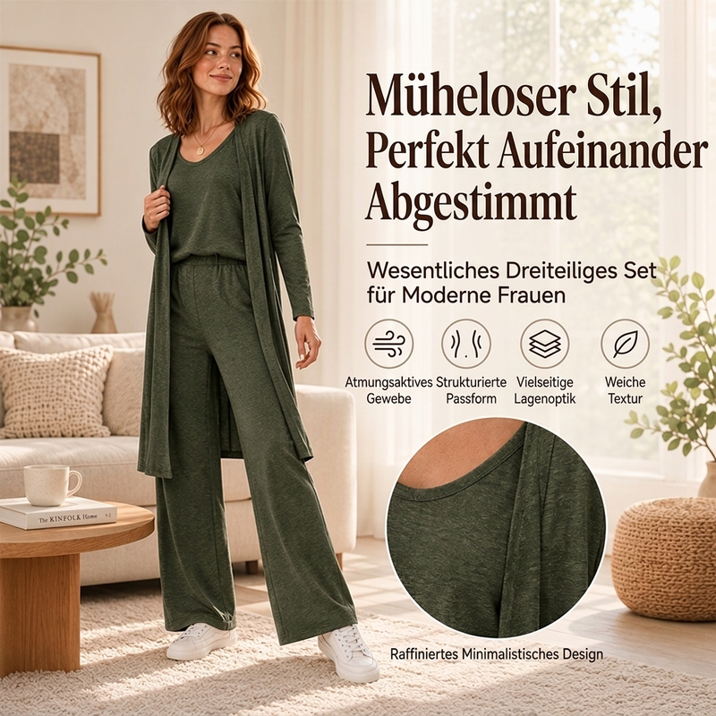 ✨ Neu eingetroffen – Nur heute 50 %! Elegantes 3-teiliges Langarm-Set für Damen