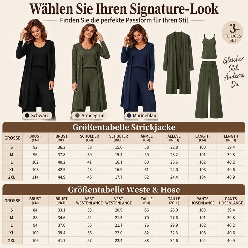 ✨ Neu eingetroffen – Nur heute 50 %! Elegantes 3-teiliges Langarm-Set für Damen